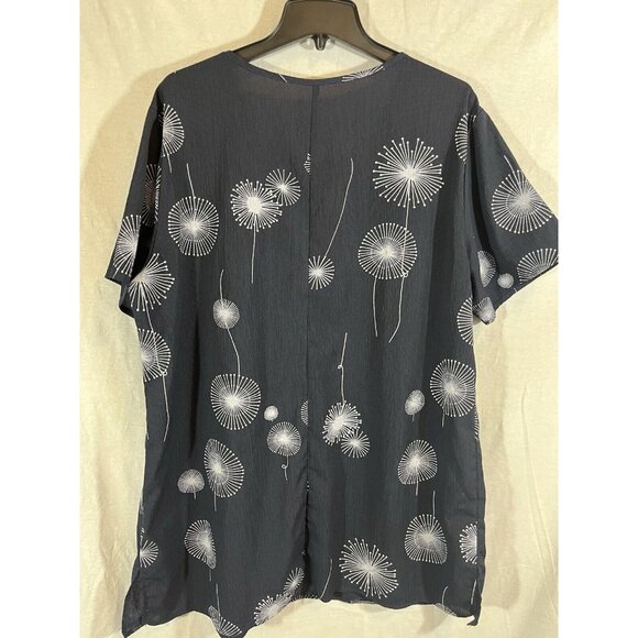Emery Rose Navy Tunic Blouse 2XL Dandelion Print - Picture 3 of 5